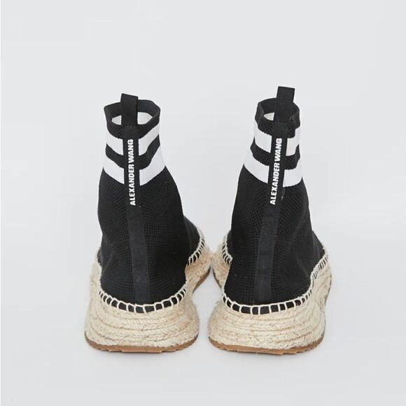 Alexander Wang Dylan High Ankle Sock Espadrilles Booties Black Sneaker Size 38 - Picture 3 of 11